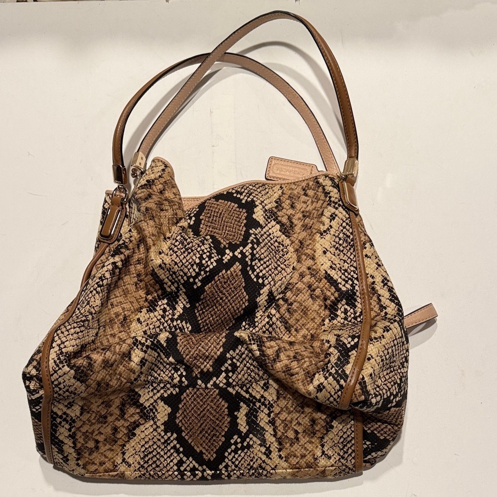 Coach Brown and Black Snakeskin Shoulder Bag - Picture 1 of 7